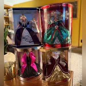 🎄 4 Holiday Barbie Collector’s Bundle – VINTAGE 4 Special Edition Dolls (NIB)